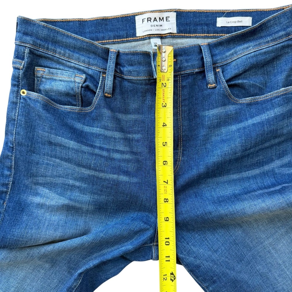 FRAME Le Crop Bell High Rise Flare Jeans Blue Medium Wash Women's Size 29 - Picture 6 of 9